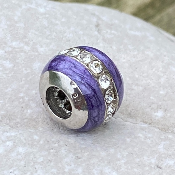 Purple crystal Italian bead charm .925 Sterling Silver Vintage Michael Anthony - Picture 3 of 6